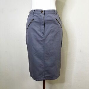 Katayone Adeli Pencil Skirt Size 4 Charcoal Gray Cotton Zip Pockets Made USA NEW